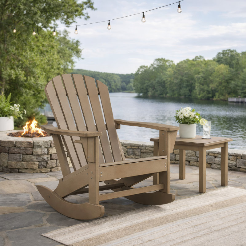 Chaise berçante d'extérieur en polyéthylène Caty, Brun
