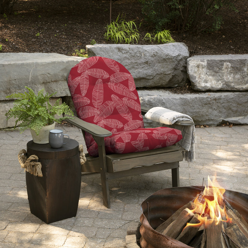 ARDEN Outdoor Seat/Back Cushion, Red Leaf Palm