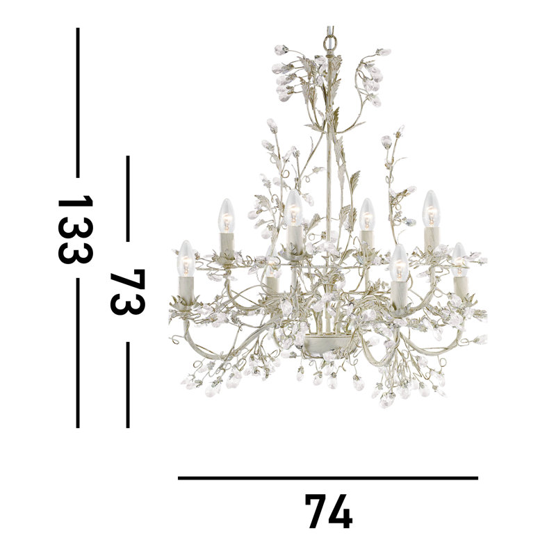 Jaquan 8 - Light Candle Style Chandelier, Cream and Gold
