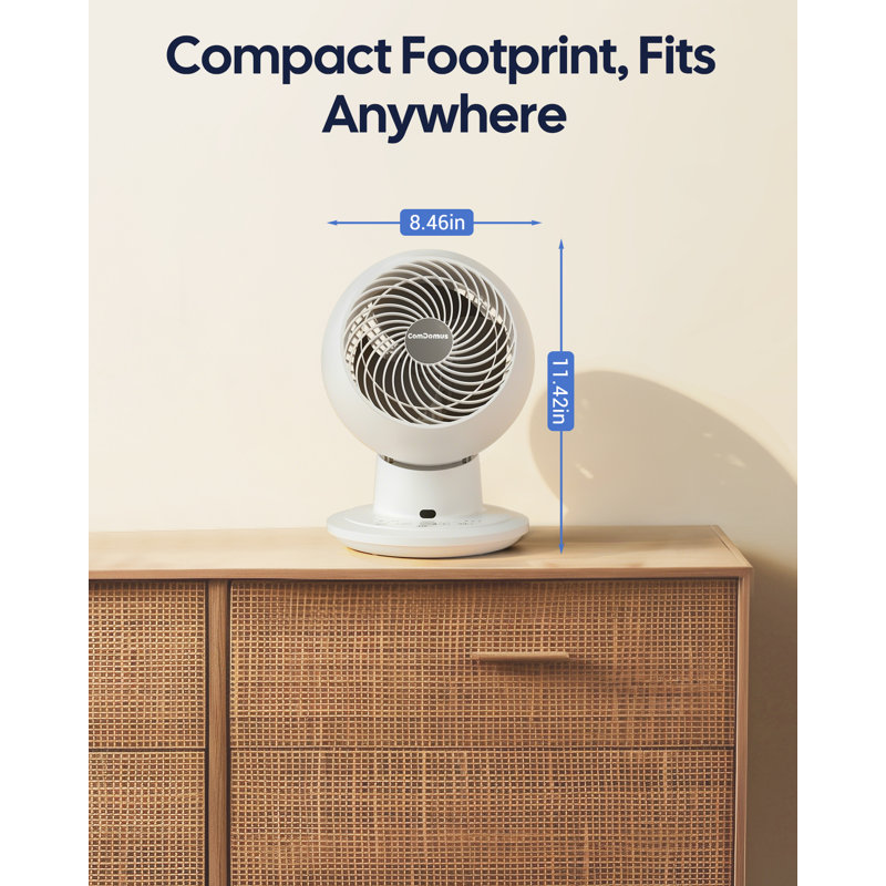 11.42 in. H Air Circulator Fan with 3D Oscillation, 5 Speeds and Remote Control