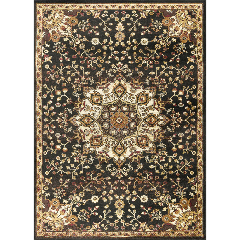 Contemporary Indoor Area Rug, Rectangulaire 7 pi 10 po x 10 pi 3 po, Noir
