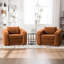 Lit en chenille orange pliable de 40 po avec coussin assorti et fonction 2 en 1, pour accoudoirs convertibles simples avec dortoir, oreiller, canapé-lit, salon, chambre à coucher