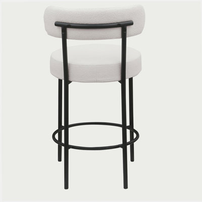 Ensemble de 2 tabourets de bar à hauteur de comptoir avec repose-pieds en métal noir avec repose-pieds pour la salle à manger, blanc