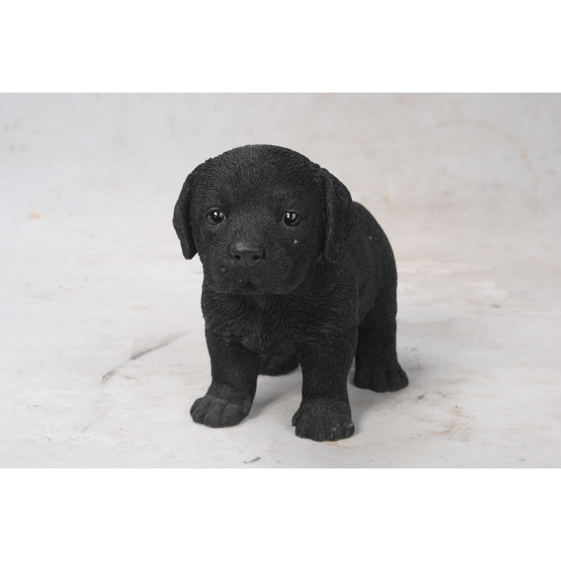 Statue chiot labrador debout, Noir