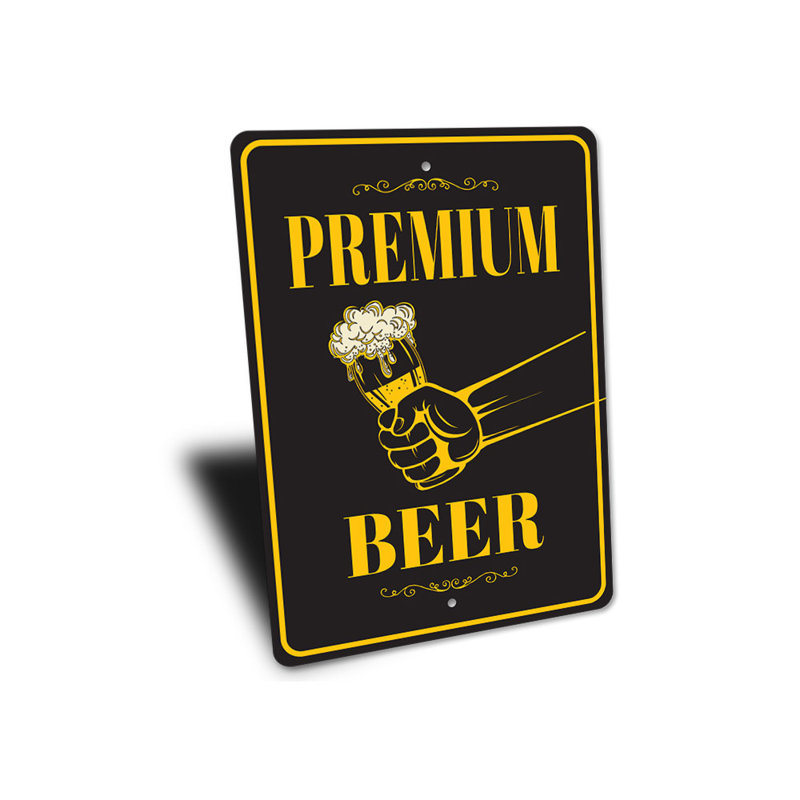 Enseigne en aluminium Premium Beer, H 14 po x l 10 po x P 0,04 po