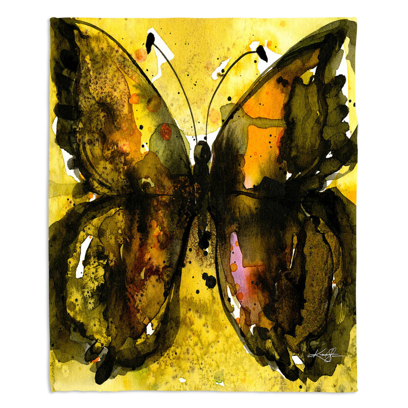 Couverture sherpa à 30 doux papillon aquarelle, l 51 po x L 60 po