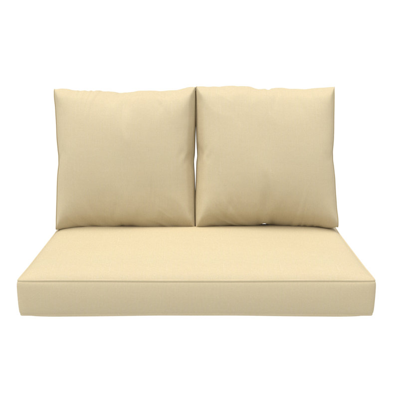 Sunbrella Outdoor Loveseat Cushion, Deep Seat/Back Replacement Cushion 5 Inch, Canvas Antique Beige