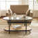 Table basse ovale en rotin blanc