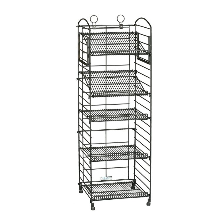 Mavelyn Bucket Rotating Display Rack, White Metal Retail Rack Including 24 Plastic Clear Bin Rebrilliant