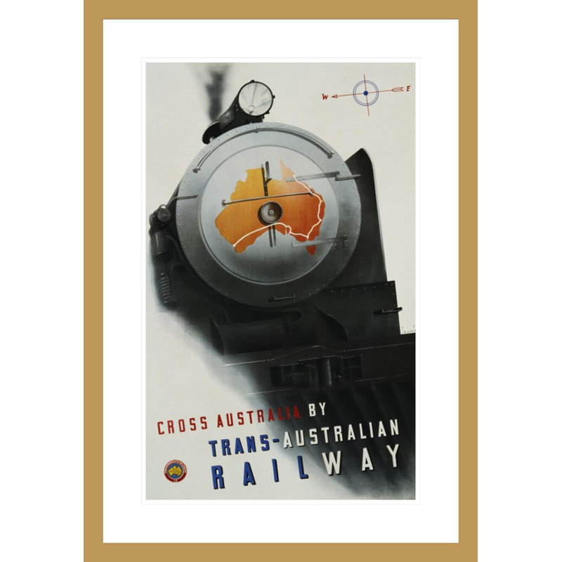 Affiche du chemin de fer trans-australien par Gert Sellheim - Impression sur toile encadrée, H 29,5 po x l 20,67 po