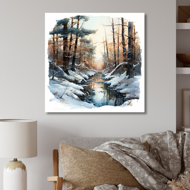 «River in Forest Winter Scenery I», reproduction sur toile, Toile tendue, H 36 po x l 36 po x P 1,5 po