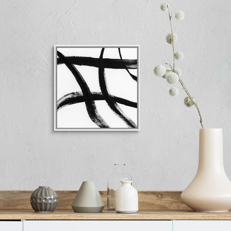 Gestural Marks II - reproduction d'art sur toile, H 13,7 po x l 13,7 po x P 1,75 po, Cadre flottant blanc