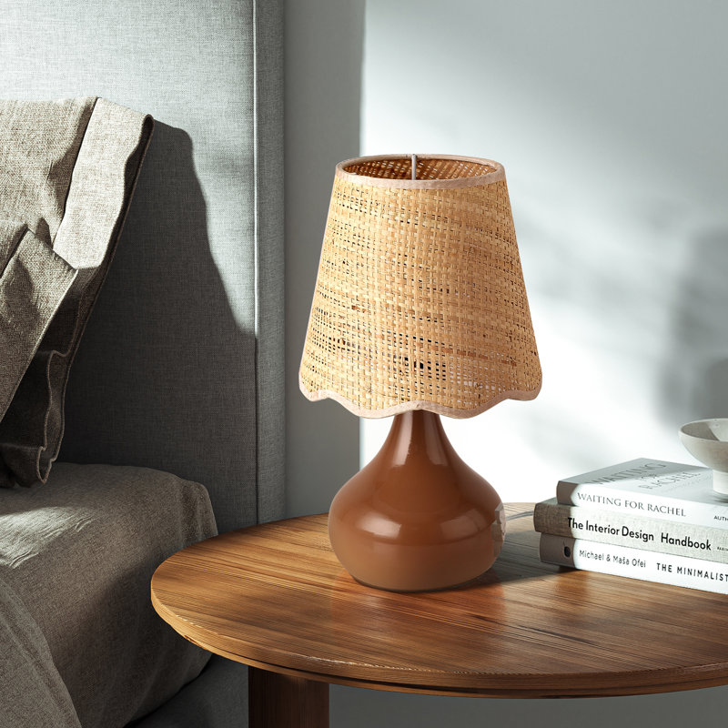 Petite lampe de table Austun, Brun, Métal métal, Bouton-poussoir