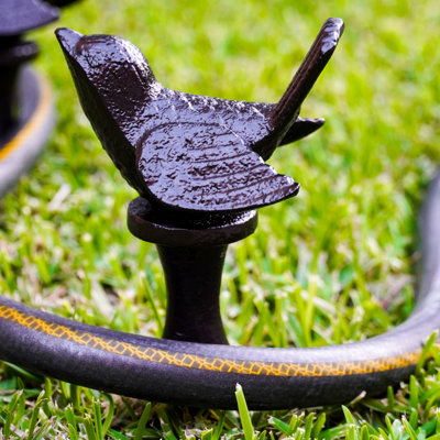 Whimsical Cast Aluminum Bird Hose Holder