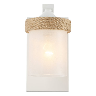 Applique murale 1 lumière Chatham en blanc naturel avec verre sablé transparent