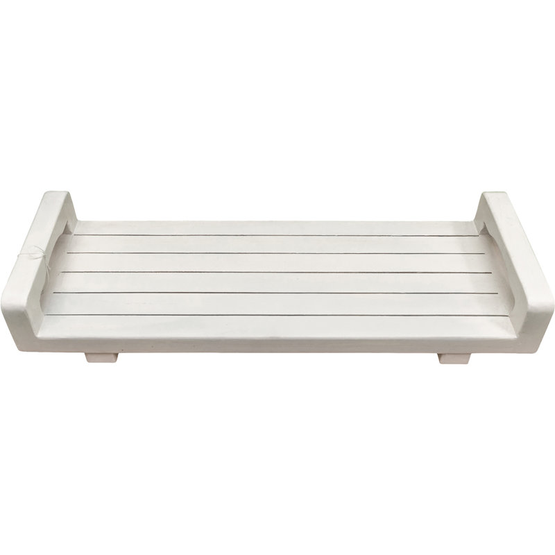 Eleganto 29" White Driftwood Teak Bath Tray with LiftAide Arms