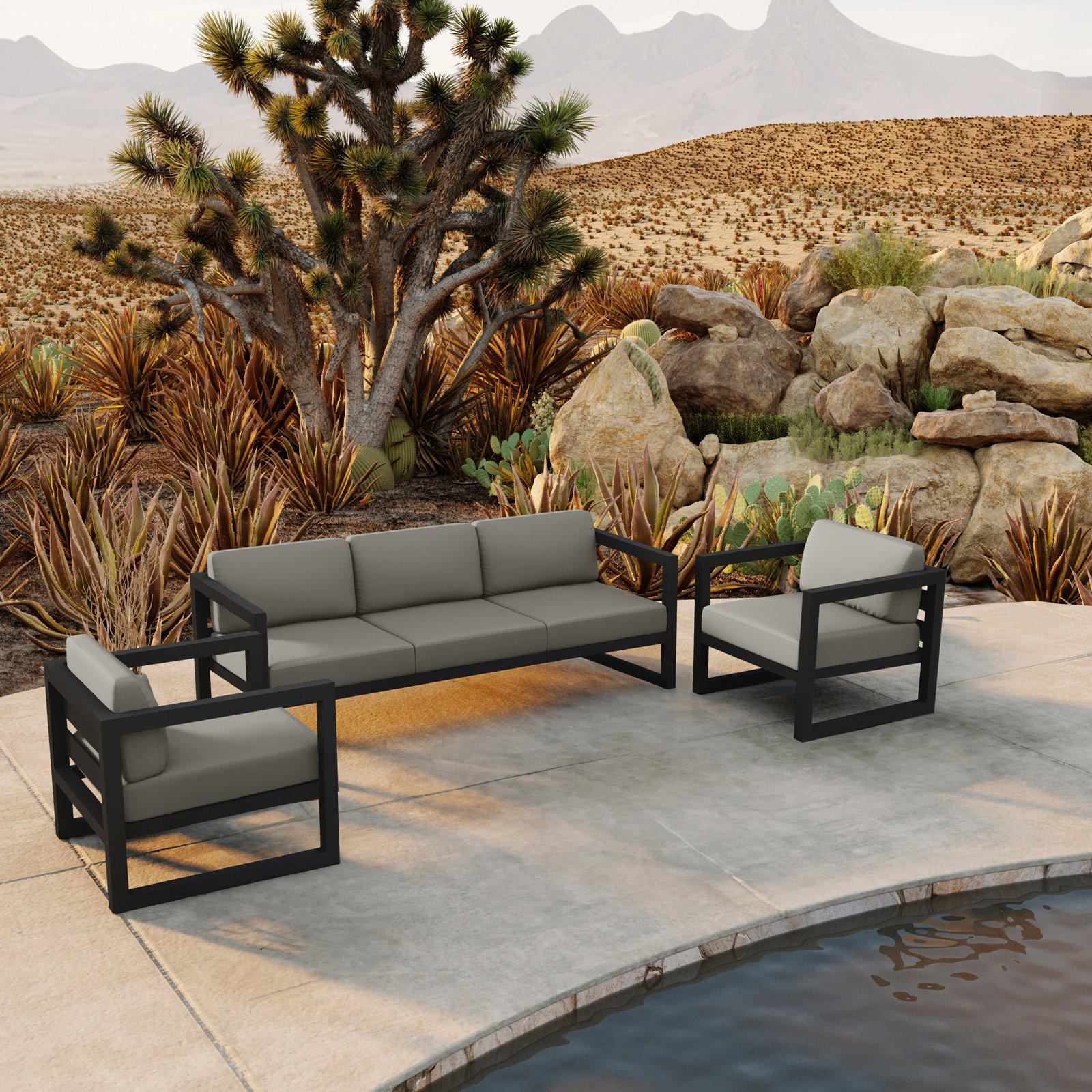 Avion 5 - Person Patio Conversation Set with Cushions, Canvas Charcoal Sunbrella® Canvas
