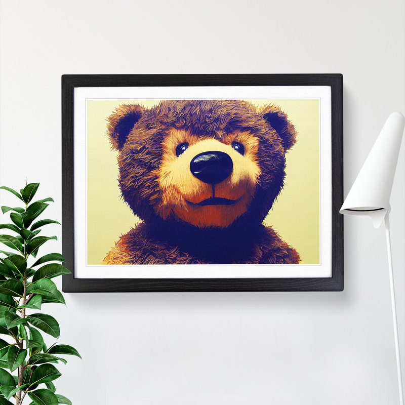 Dazzling Teddy Bear - Single Picture Frame Print, Black Framed, 34cm H x 46cm W x 2cm D