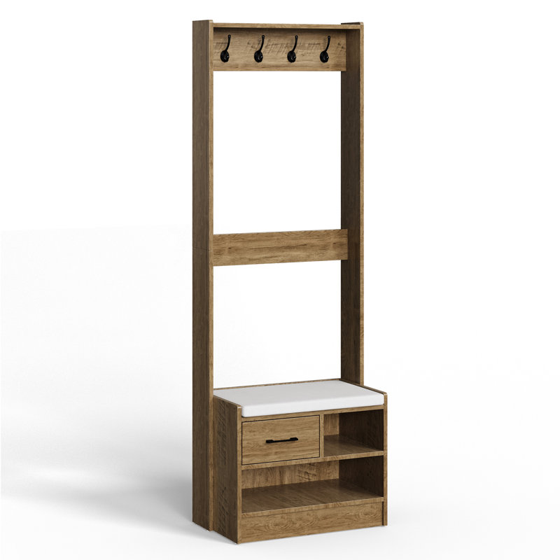 Portemanteau avec porte-chaussures 69 po Tiznit, Brun