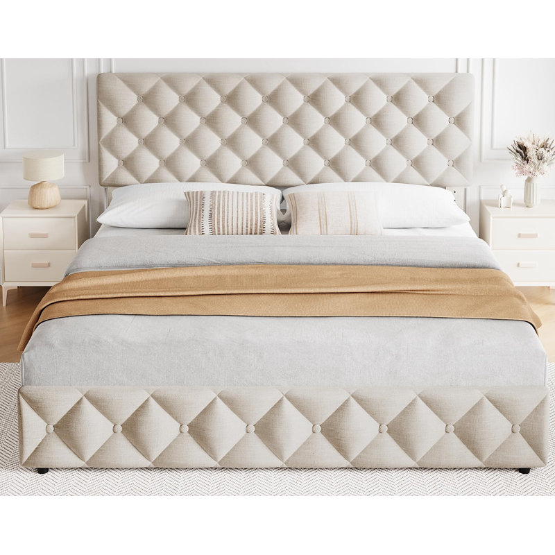 Behesh Bed, Beige, Queen