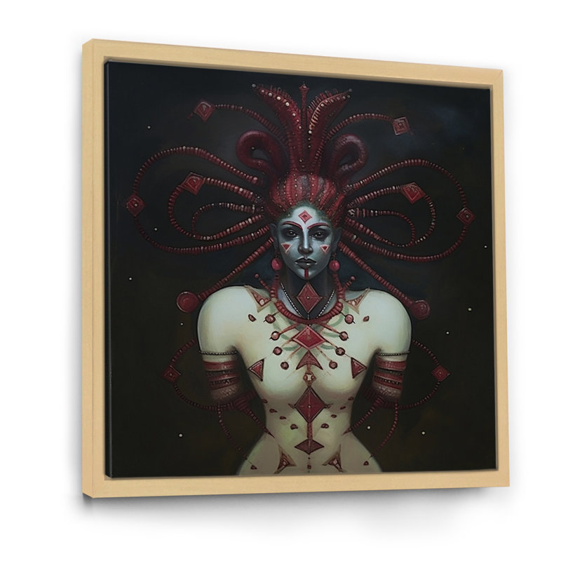Lady Erzulie Yoruba, déesse africaine de l'amour sur toile, H 30 po x l 30 po x P 1 po, Cadre naturel flottant