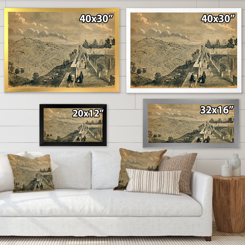 Vintage Christian Scenerey - peinture sur toile, H 30 po x l 40 po, Cadre photo argenté