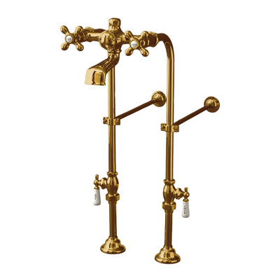 Robinet de baignoire autoportant britannique avec leviers en porcelaine et poignées en X par Strom Living
