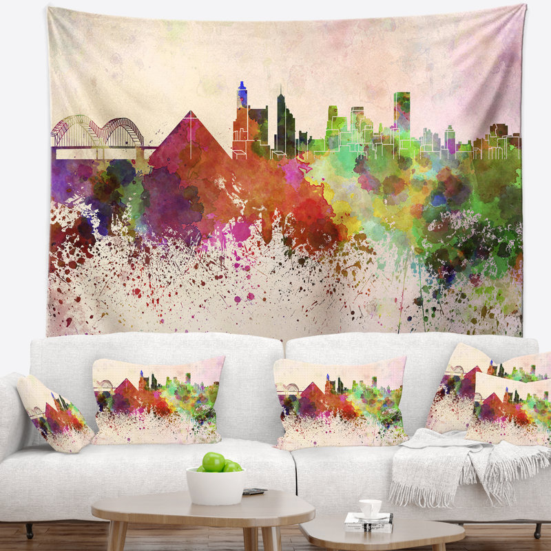 Memphis skyline tapisserie Cityscape, H 32 po x l 39 po