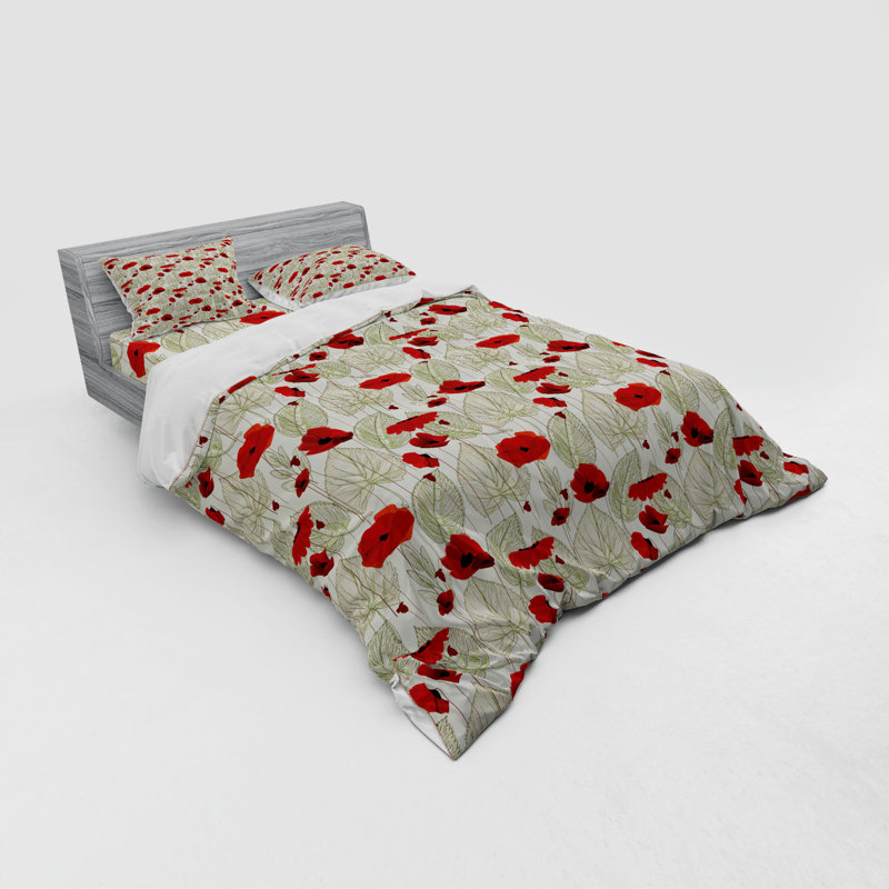 Farmhouse / Country Polyester Floral Duvet Cover, Queen Duvet Cover + 3 Additional Pieces