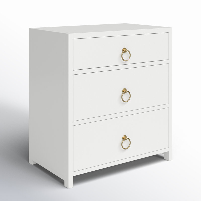 Lark 3 Drawer Nightstand, White