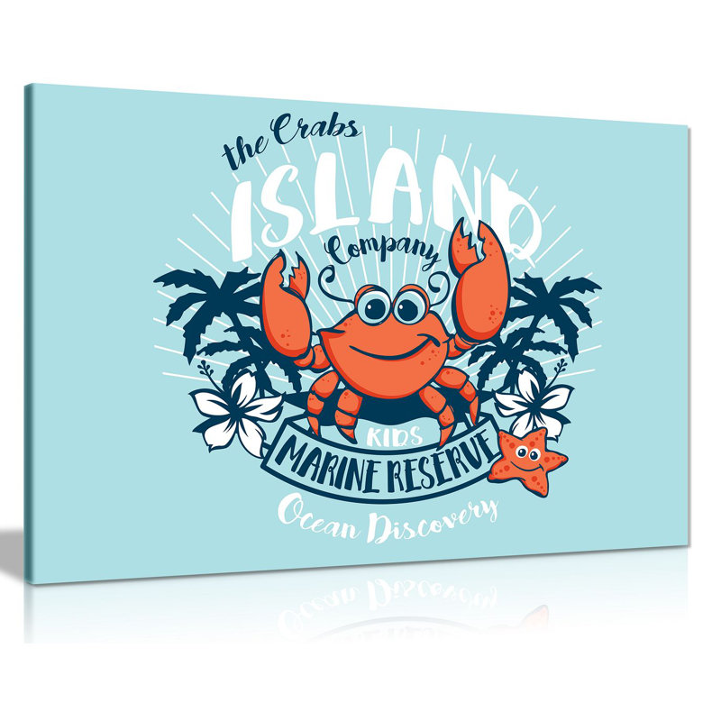 Crab Cartoon - Wrapped Canvas Print, 51cm H x 76cm W