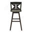 Ensemble de 2 chaises à hauteur de pub, fauteuil pivotant à 360 degrés gris et noir patiné en bois d'hévéa, chaises de bar divisées à dossier en X