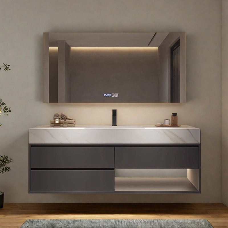 Armoire de salle de bain moderne et luxueuse, Gris, H 21,7 po x l 55,1 po x P 21,7 po