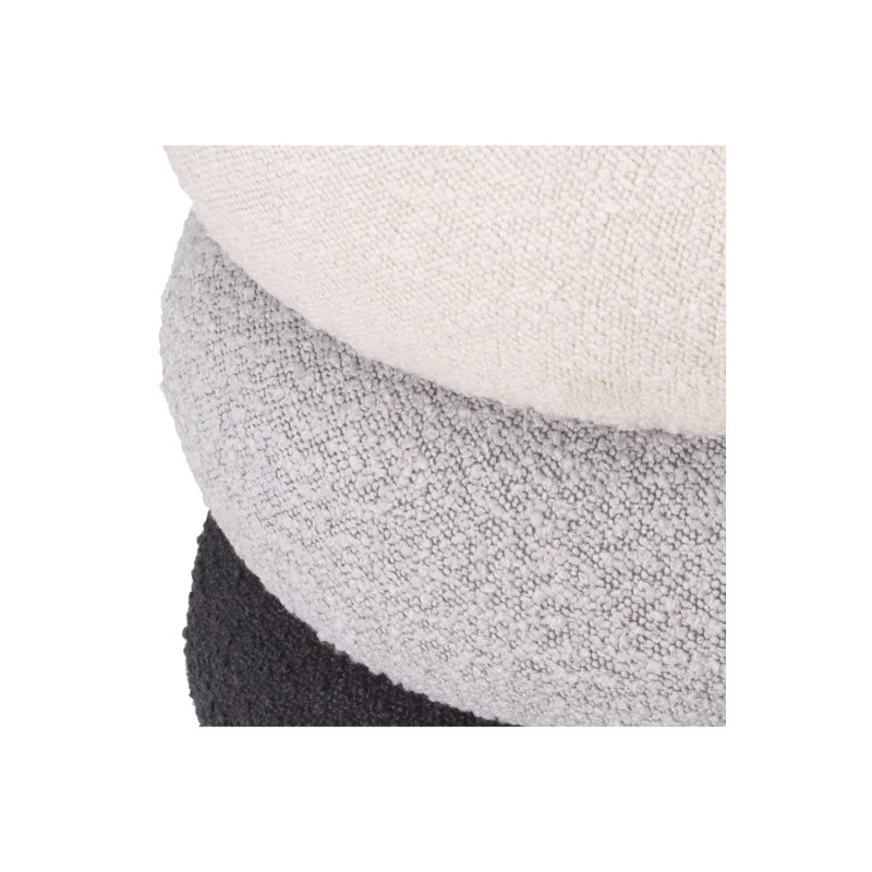 Tulum Upholstered Ottoman, Bouclé Cream/Bouclé Gray/Bouclé Black Polyester Bl