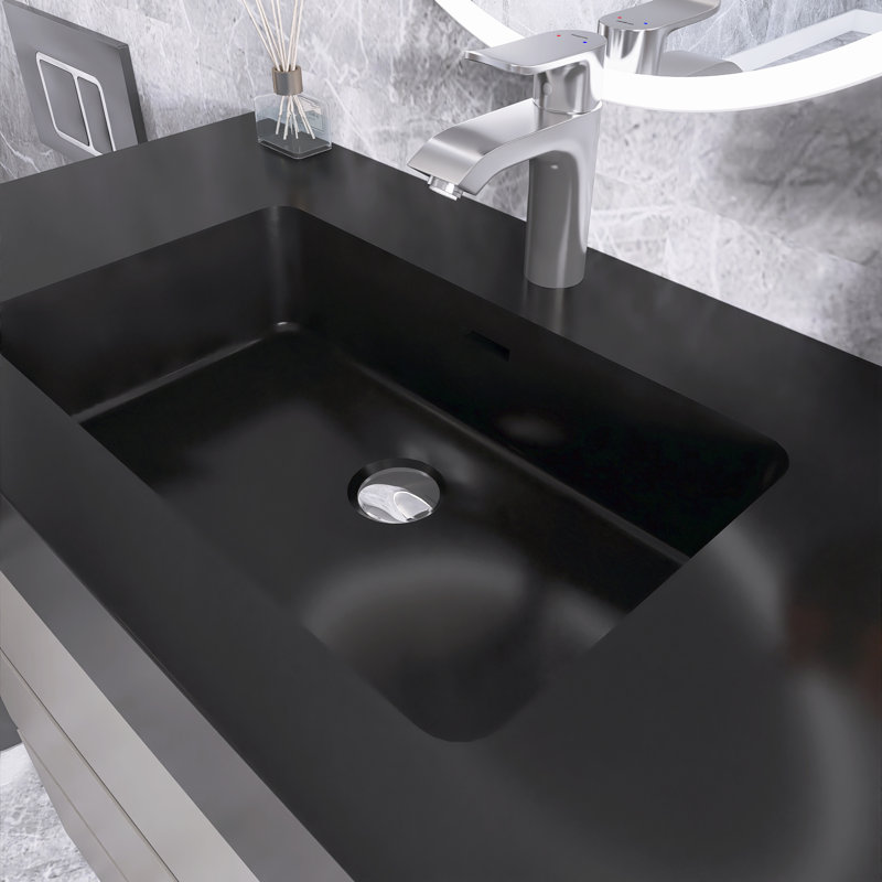 Angelinna 36" Freestanding Single Bathroom Vanity with Top, Black, Gray