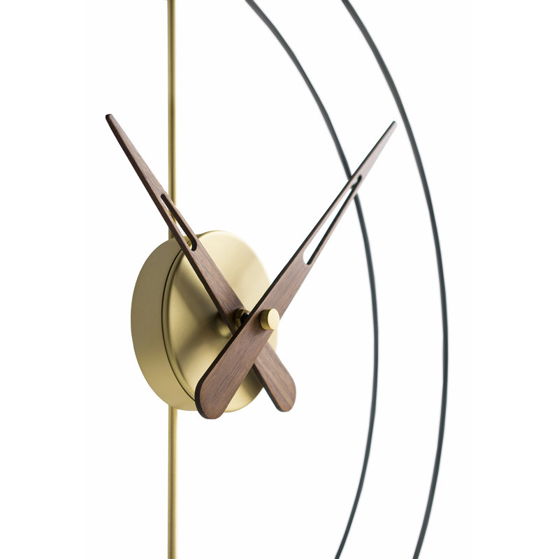 Barcelona Wall Clock, Black/Brass/Walnut