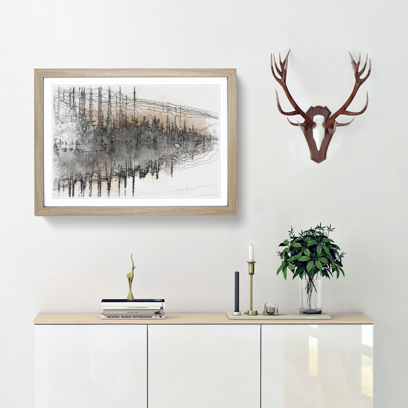 Winter in Cuejdel Lake in Romania in Abstract - Picture Frame Graphic Art Print, Oak, 35cm H x 50cm W x 2cm D