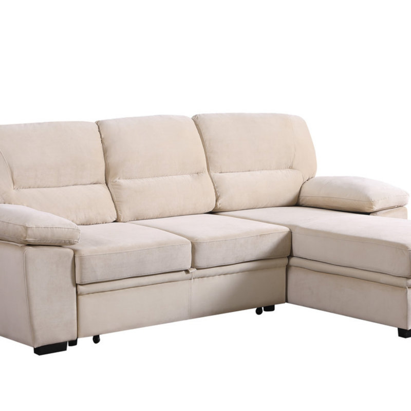 Latitude Run® Velvet Fabric Reversible Sleeper Sectional Sofa Chaise ...