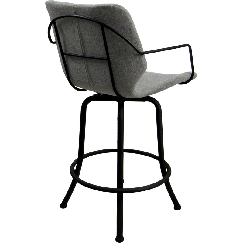 Tabouret de bar pivotant en métal - siège de 30 po, Noir, Gris