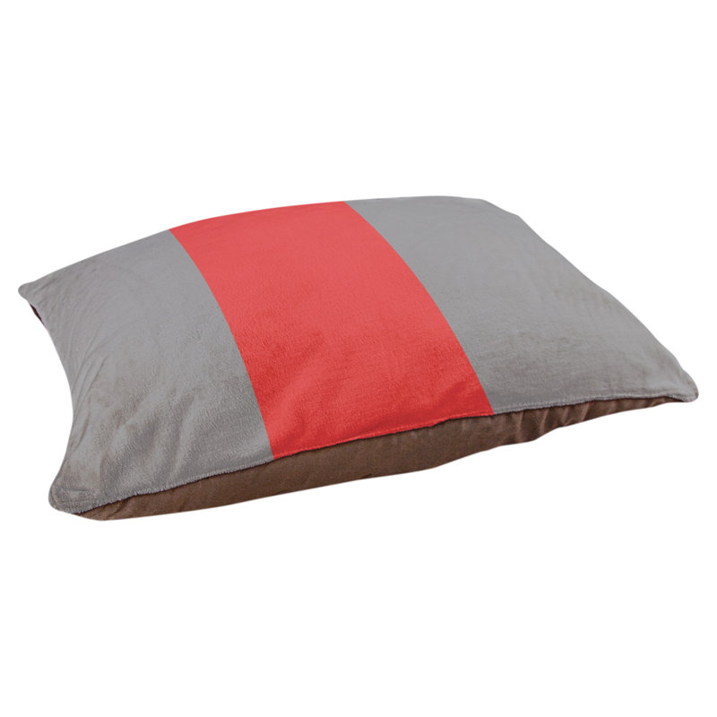 Coussin rectangulaire designer Tampa Bay, Petit (L 18 po x l 28 po), Gris mat / rouge