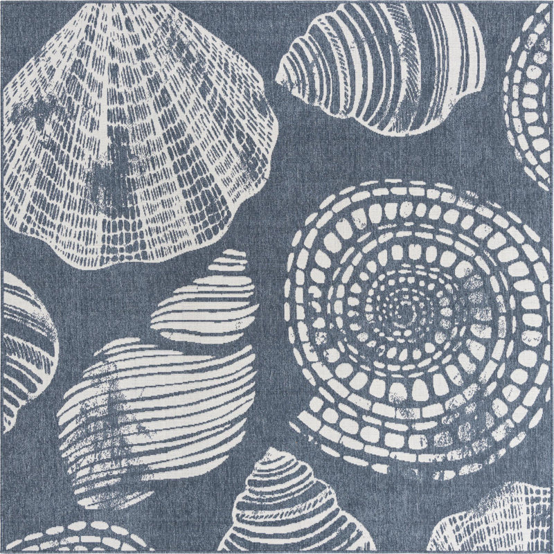 Tapis bleu d'extérieur Ayton, Carré 7 pi 10 po