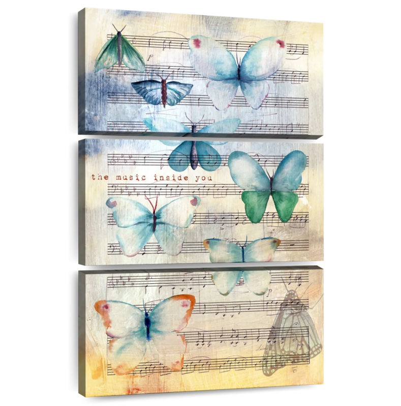 Abarca, musique et papillons, H 32 po x l 20 po