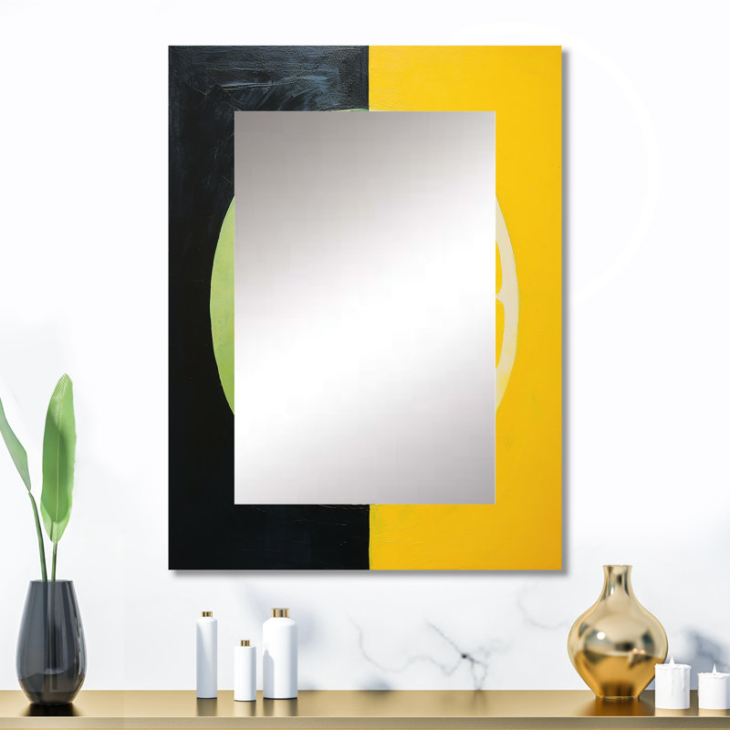 Yellow Yin Yang Lemon Fruit III - Fruits Wall Mirror, Traditional Decorative Mirror, Printed Metal Art, 32" x 24"