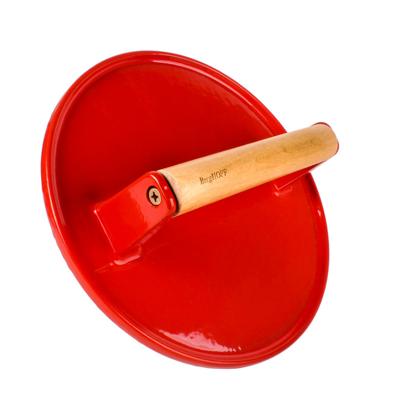 BergHOFF Neo 2Pc Cast Iron Spoon Rest and Steak Press Set, Red