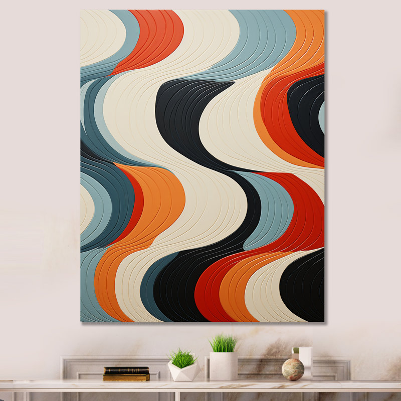«Ibhan Orange Mid Century Optique Illusions II», reproduction sur toile, H 32 po x l 24 po x P 1 po, Toile tendue