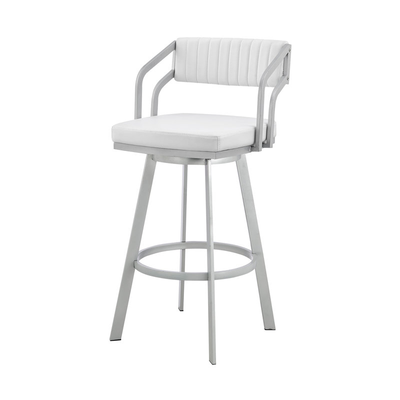 Tabouret de bar 26 po Timeless, Siège blanc / cadre gris
