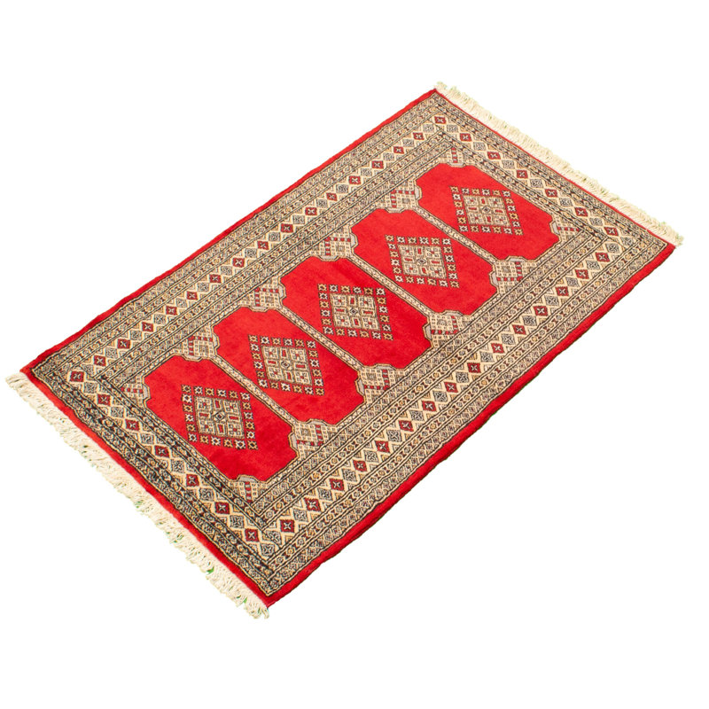 Tapis décoratif en laine de conception unique en laine rouge de 3 pi 1 po X 4 pi 11 po noué à la main New Age