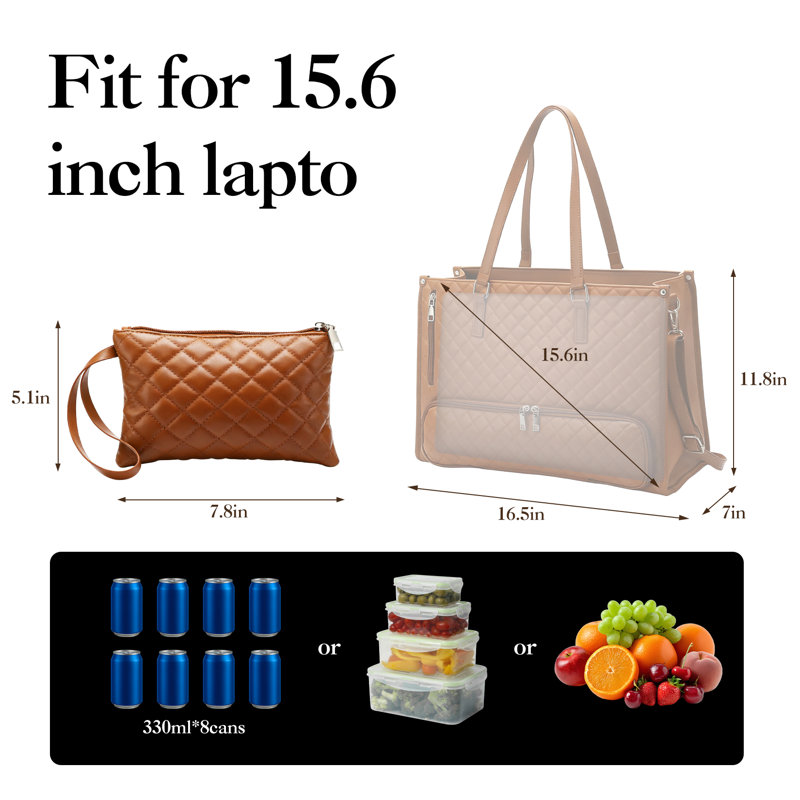 Ensemble de sac fourre-tout isolé avec poignet, Brun