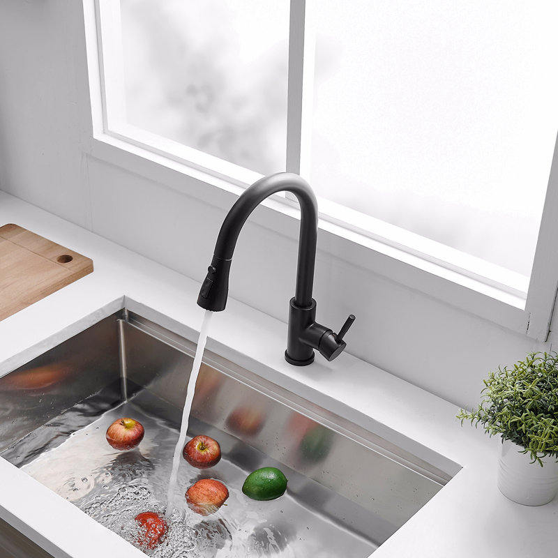 Kitchen Sink Faucet, Black Kitchen Faucets With Pull Out Sprayer Stainless Steel Kitchen Faucet, Black