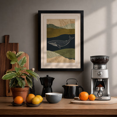 Whale and Mountain Coastal - Framed Print
